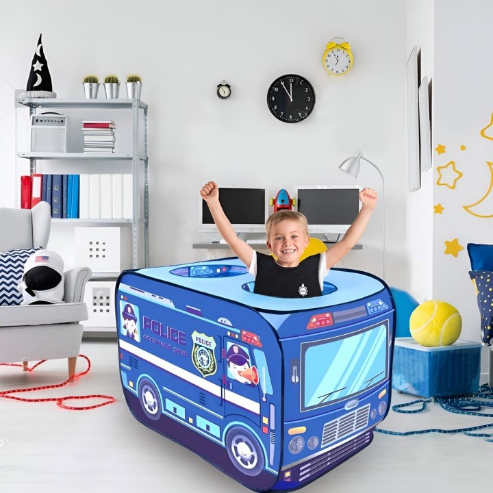 Carpa Camping Set Forma Carro Policia Infantil Unisex
