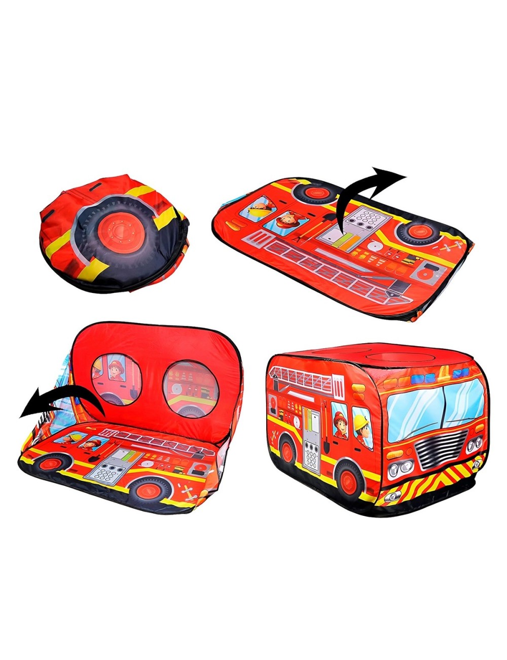 Carpa Camping Set Forma Carro Bomberos Infantil Unisex