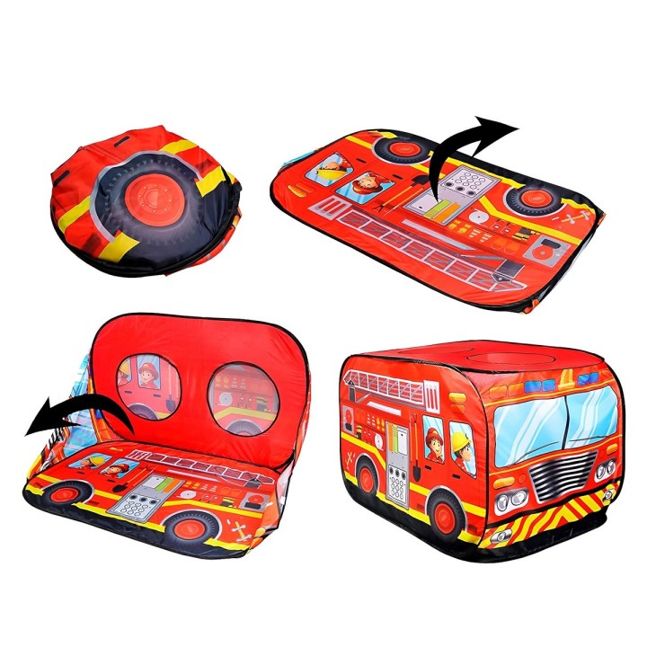 Carpa Camping Set Forma Carro Bomberos Infantil Unisex