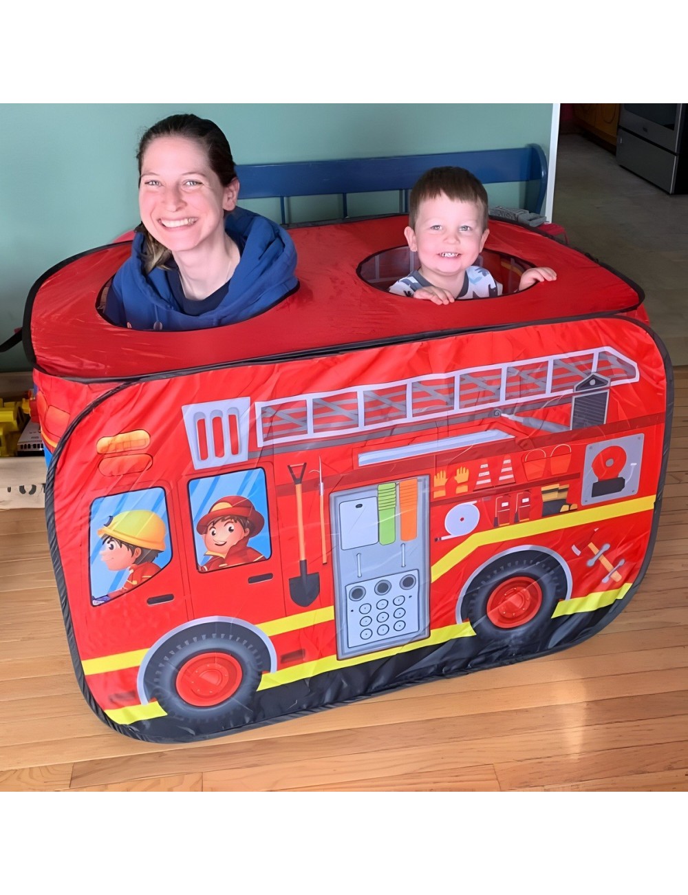Carpa Camping Set Forma Carro Bomberos Infantil Unisex