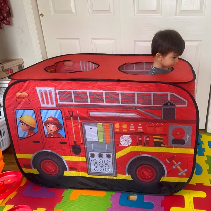 Carpa Camping Set Forma Carro Bomberos Infantil Unisex