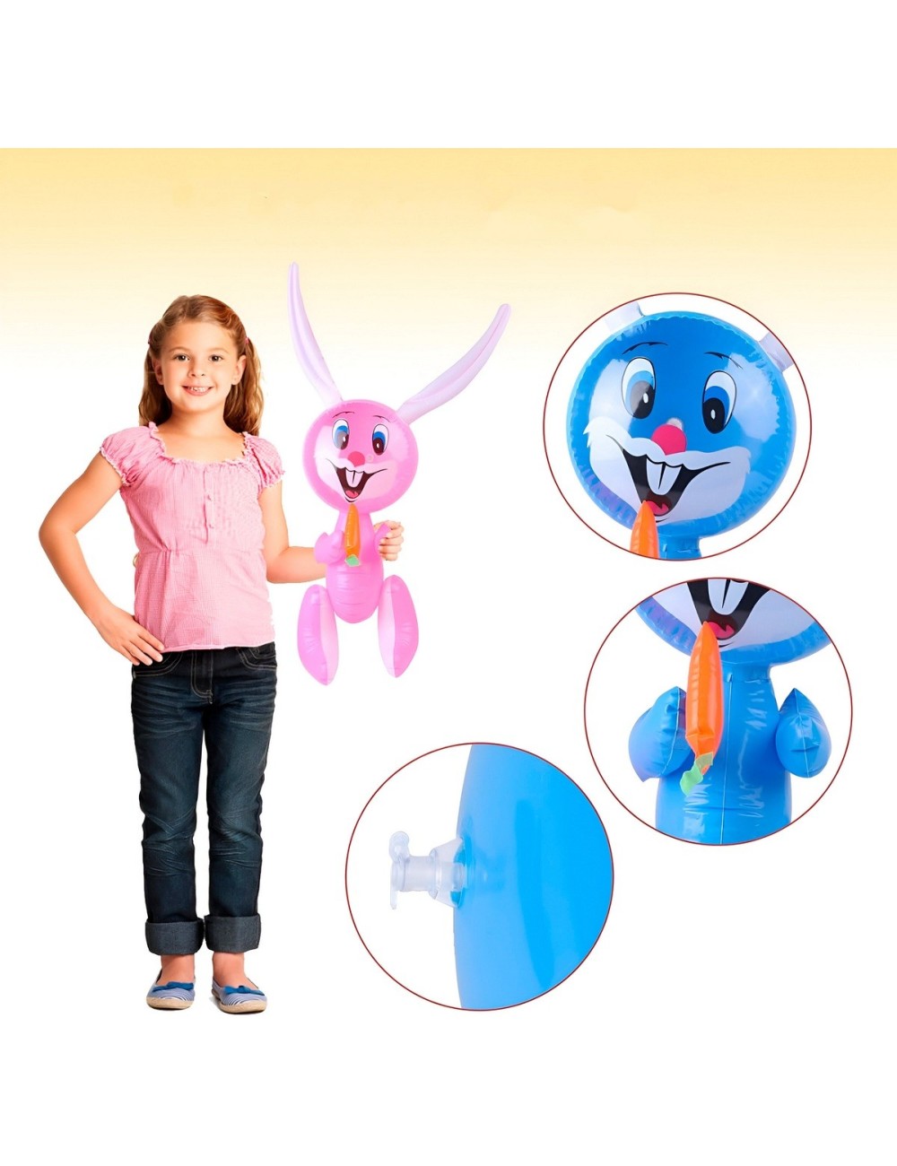 Conejo Bunny Zanahoria Inflable Niños Juguete Adultos