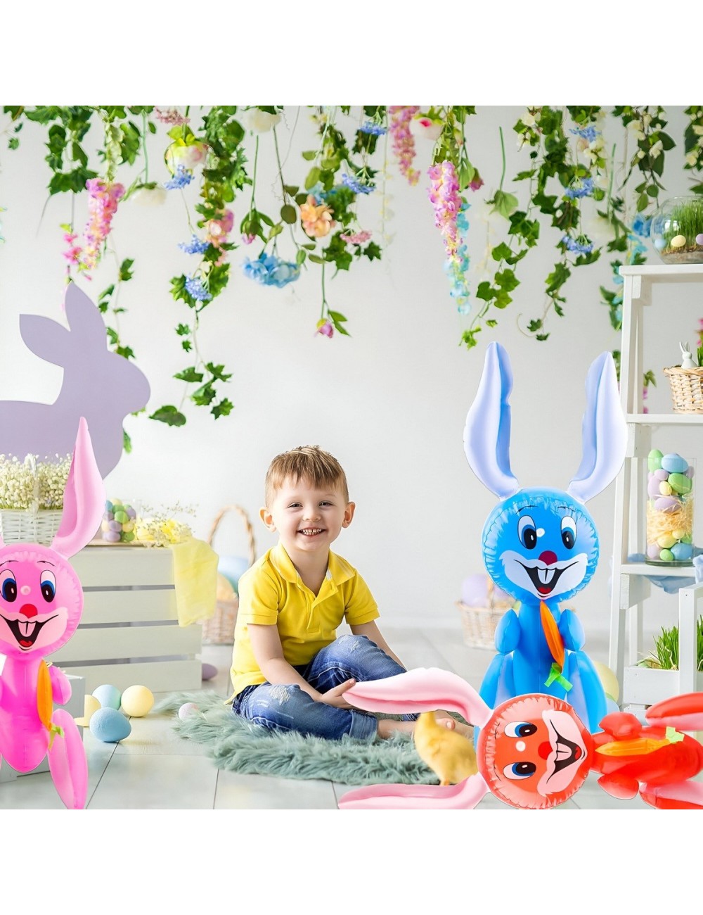 Conejo Bunny Zanahoria Inflable Niños Juguete Adultos