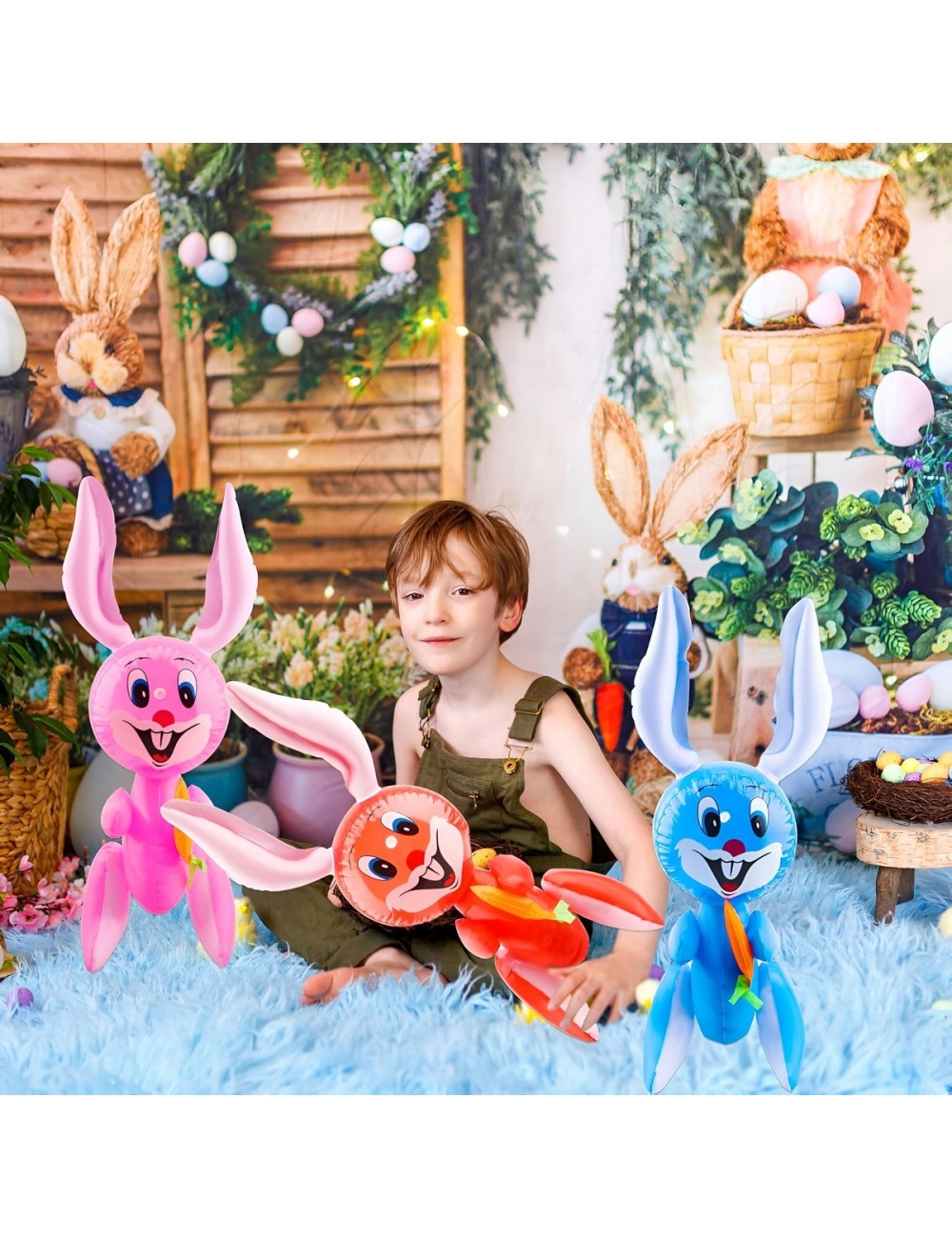 Conejo Bunny Zanahoria Inflable Niños Juguete Adultos