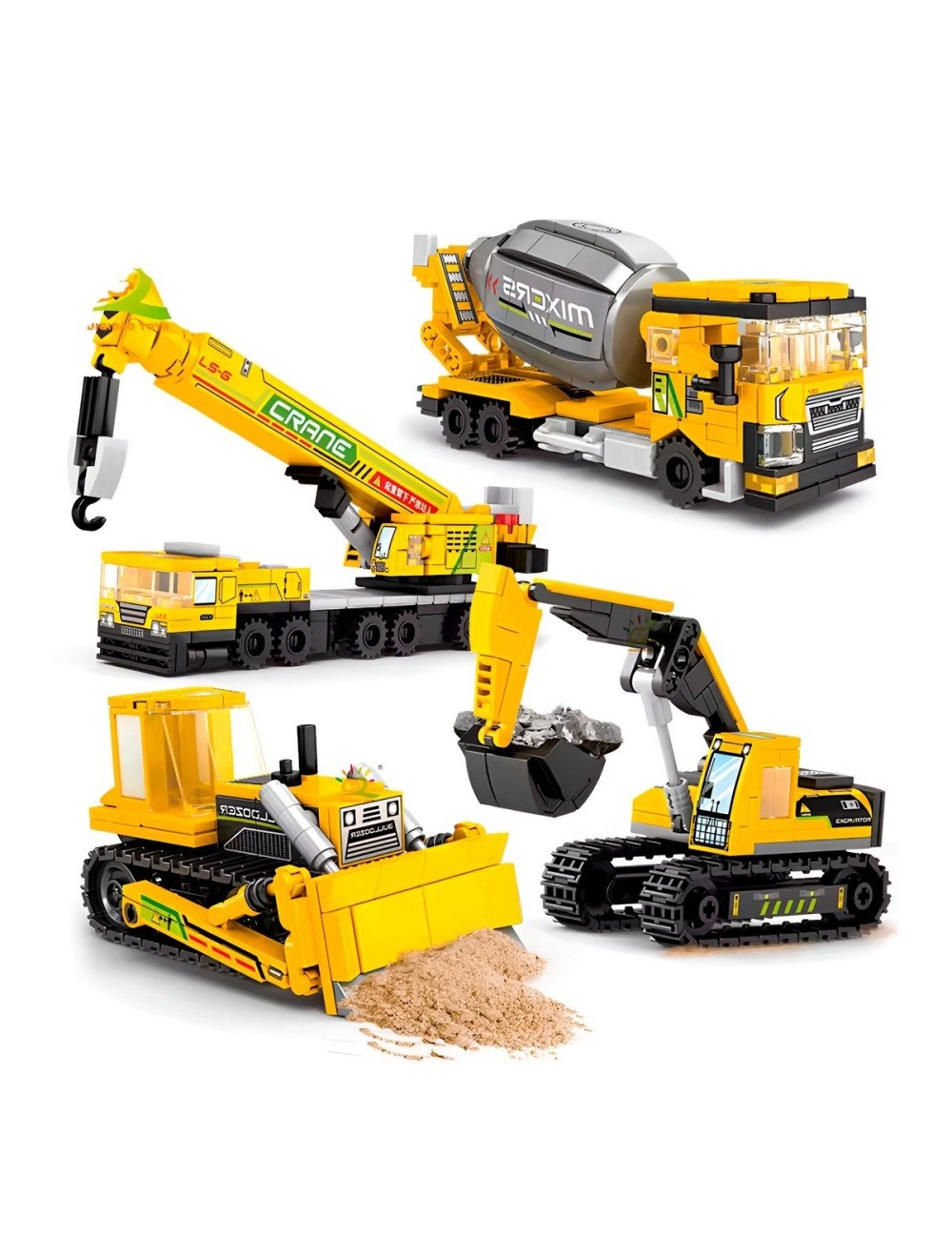 Bulldozer Grua X 4 Juguete Armable Armatodo Construcción