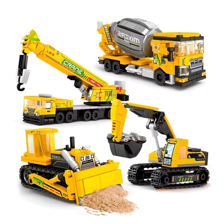 Bulldozer Grua X 4 Juguete Armable Armatodo Construcción