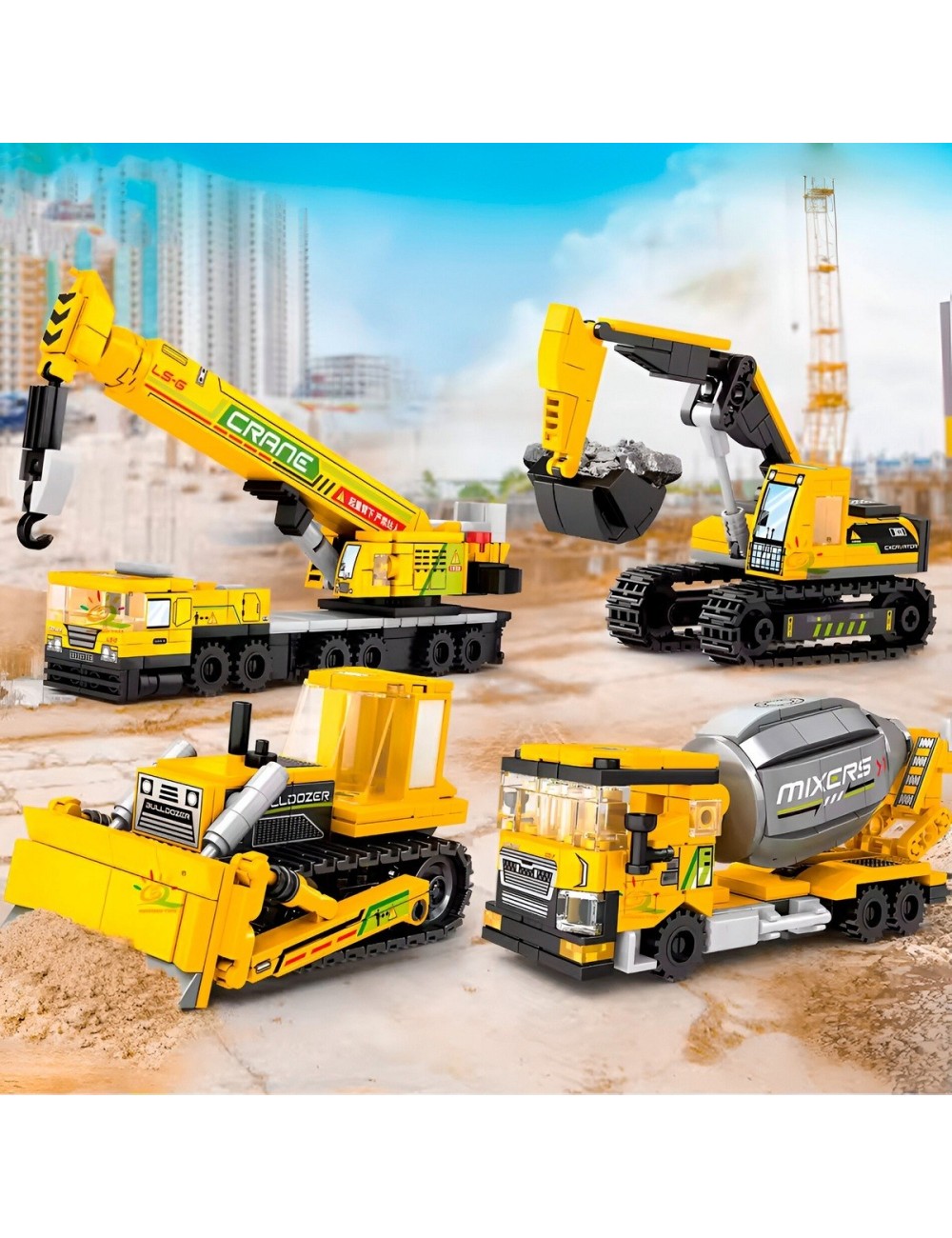 Bulldozer Grua X 4 Juguete Armable Armatodo Construcción