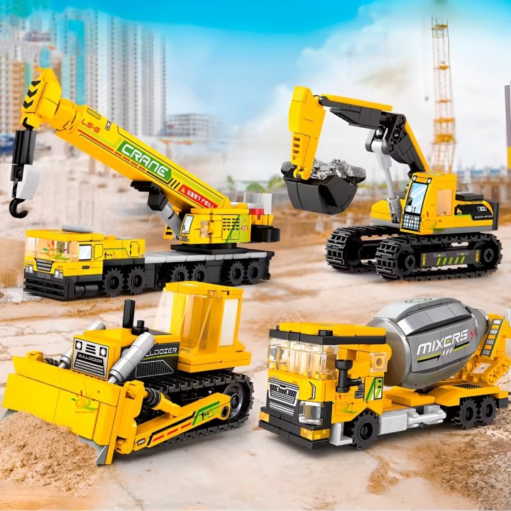 Bulldozer Grua X 4 Juguete Armable Armatodo Construcción