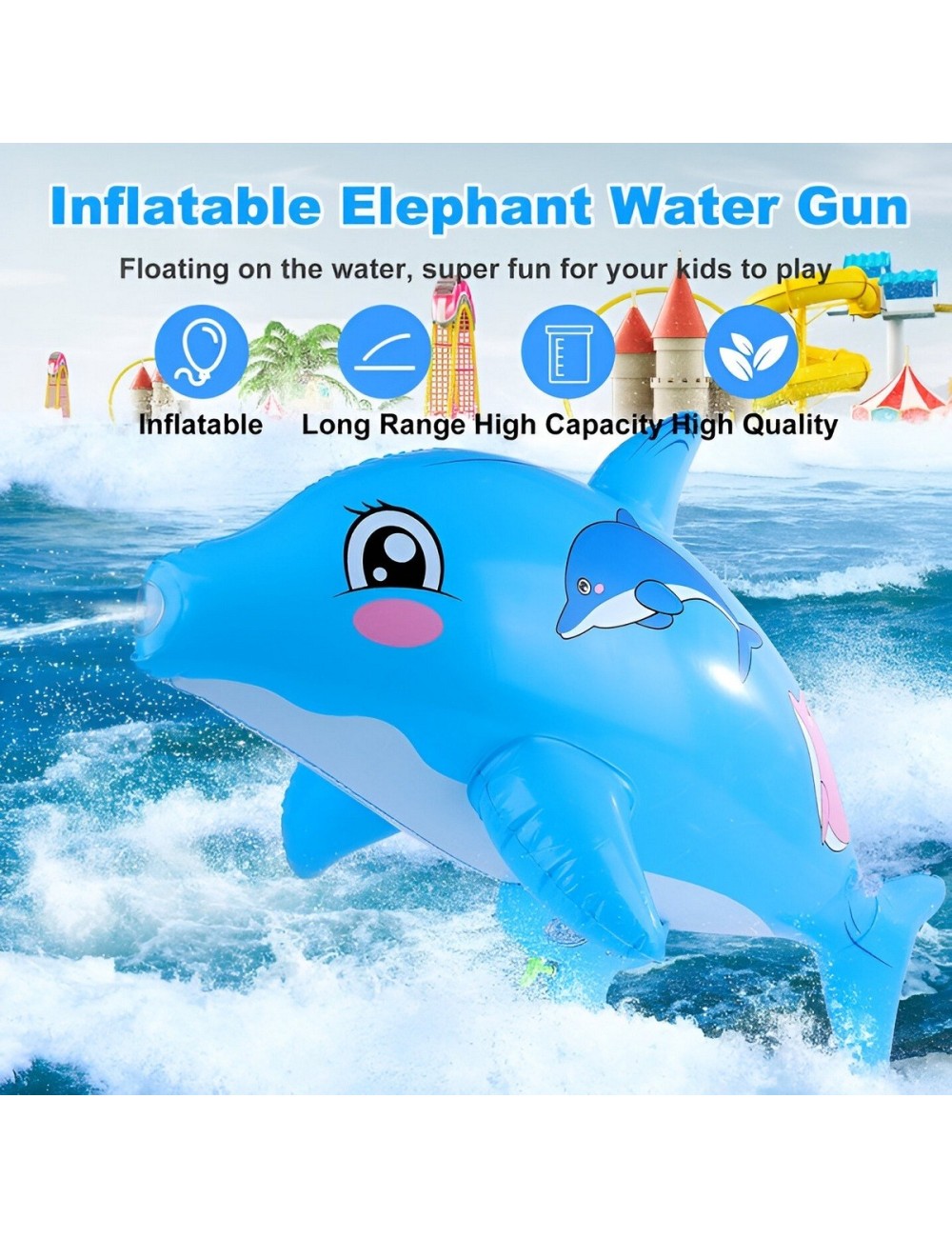 Pistola De Agua Delfin Inflable Juguete Niños Diversiòn