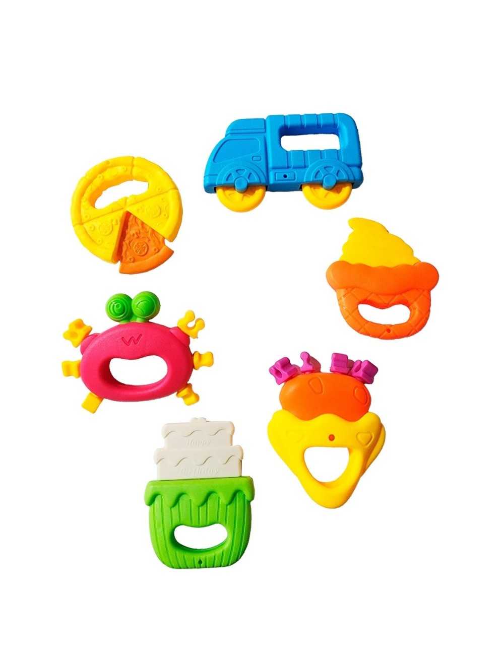 Sonajero Estimulación Morderdor Bebé Juguete Didactico X 6pc