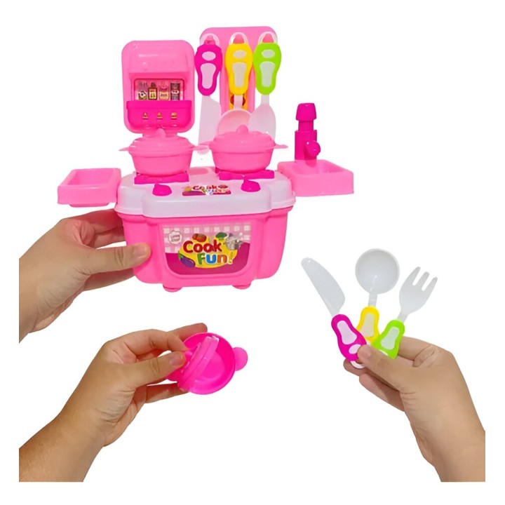 Cocina Niñas Juguete Portatil Con Utencilios