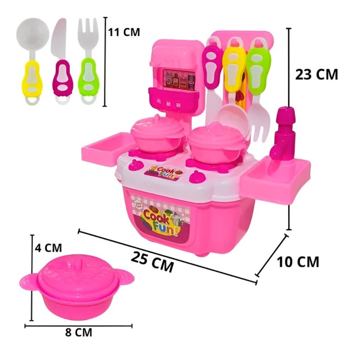 Cocina Niñas Juguete Portatil Con Utencilios