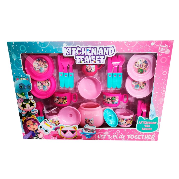 Juego Set Te Tetera Pocillos Platos Cubiertos Figuras Cocina