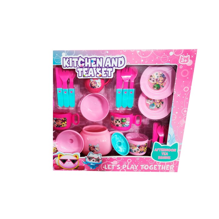 Juego Set Te Tetera Pocillos Platos Cubiertos Figuras Cocina