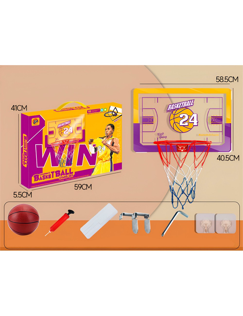 Cancha Canasta Baloncesto Basketbal Basquet Pared + Balon