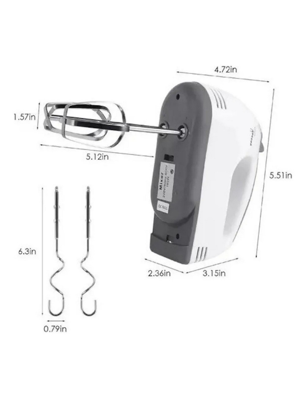 Batidora Mano He-133 260 W 7 Velocidades Acero Inoxidable