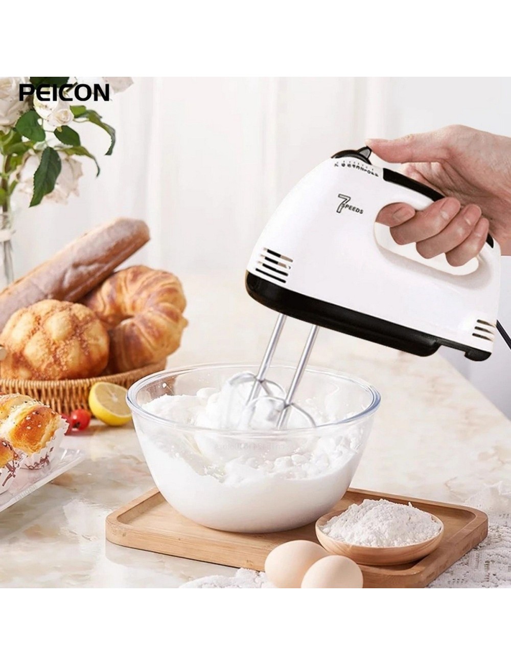 Batidora Mano He-133 260 W 7 Velocidades Acero Inoxidable