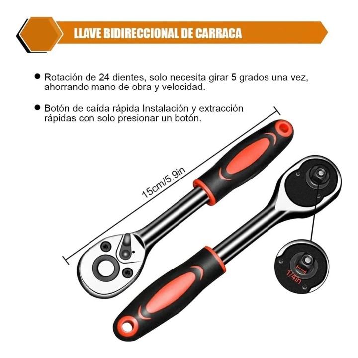 Juego De Dados Copas 46 Piezas Llaves De Tubo Caja Portatil