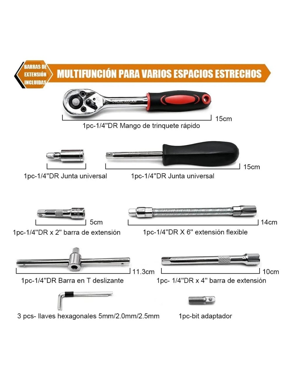 Juego De Dados Copas 46 Piezas Llaves De Tubo Caja Portatil