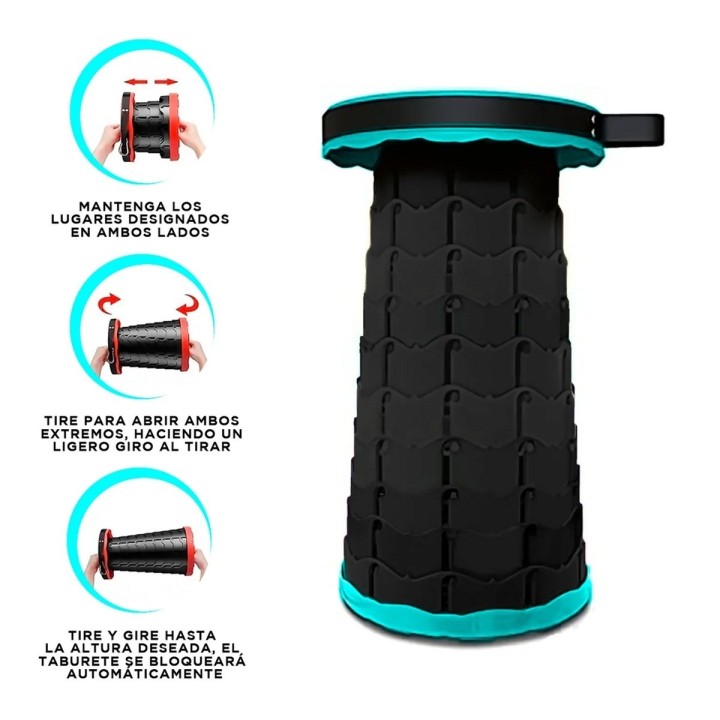 Banco Retractil Plegable Taburete Portatil Correa Ajustable