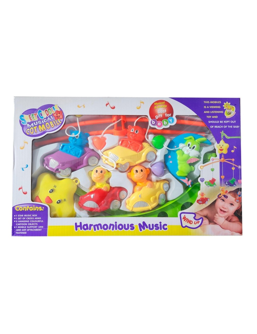 Movil Musical Bebes Mecanismo Cuerda Cunas Baby Oso Monos