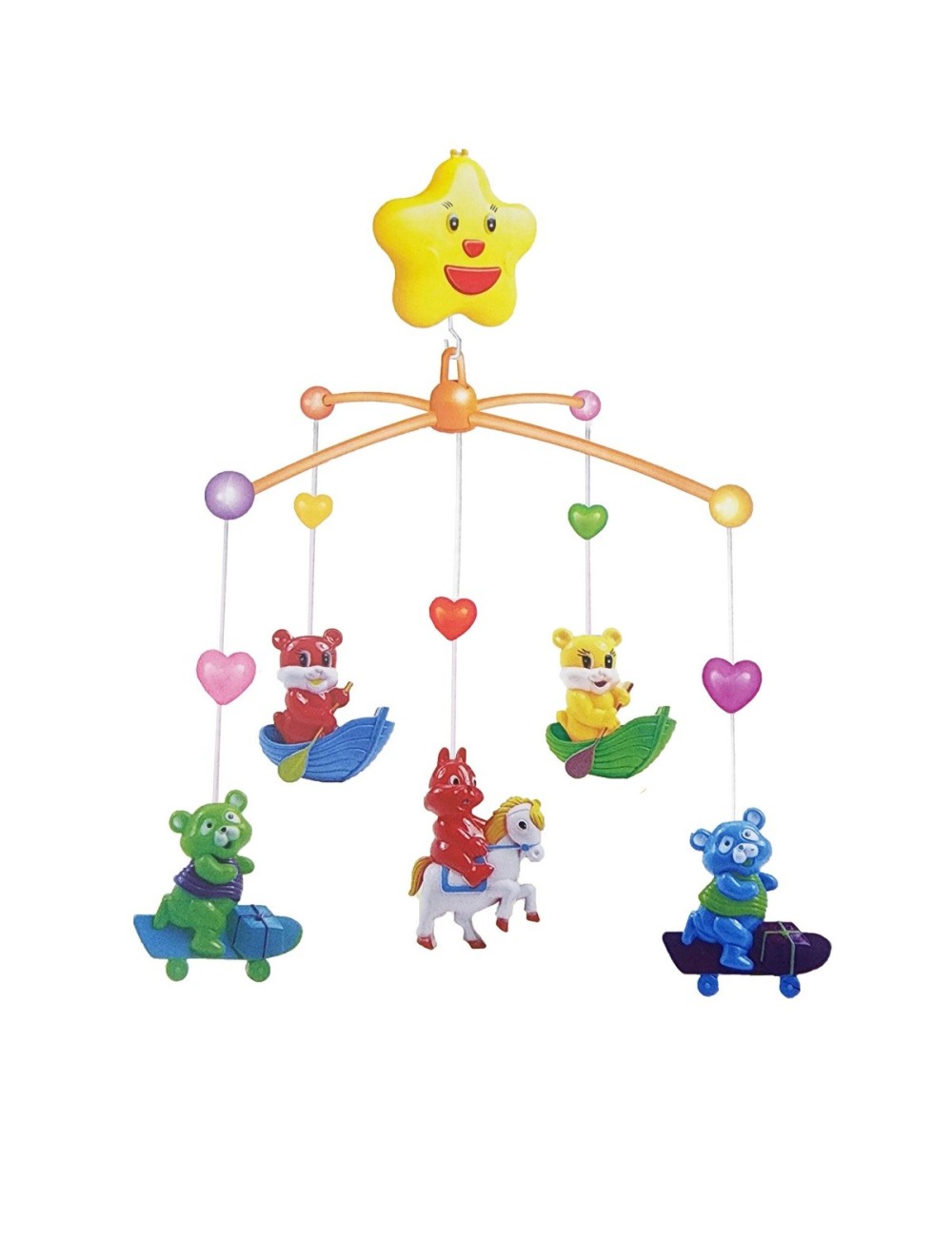 Movil Musical Bebes Mecanismo Cuerda Cunas Baby Oso Conejo