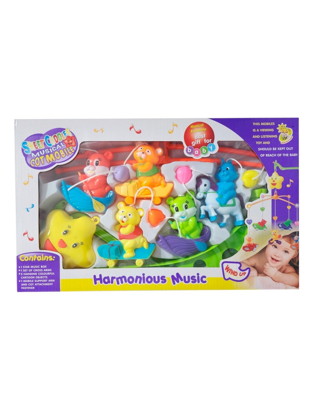 Movil Musical Bebes Mecanismo Cuerda Cunas Baby Oso Conejo