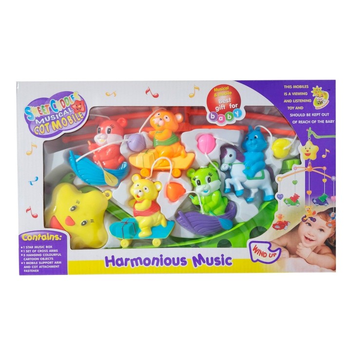 Movil Musical Bebes Mecanismo Cuerda Cunas Baby Oso Conejo