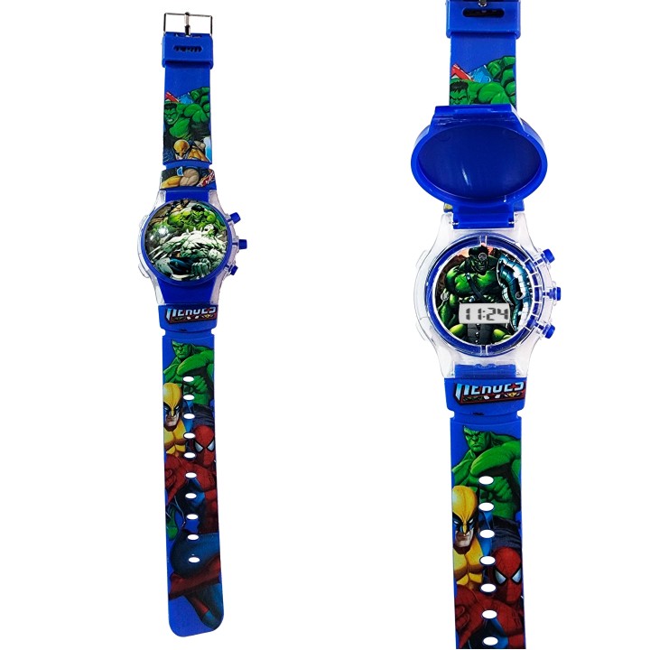 Reloj Niños Digital Tapa Infantil Luces Hulk Hombre Verde