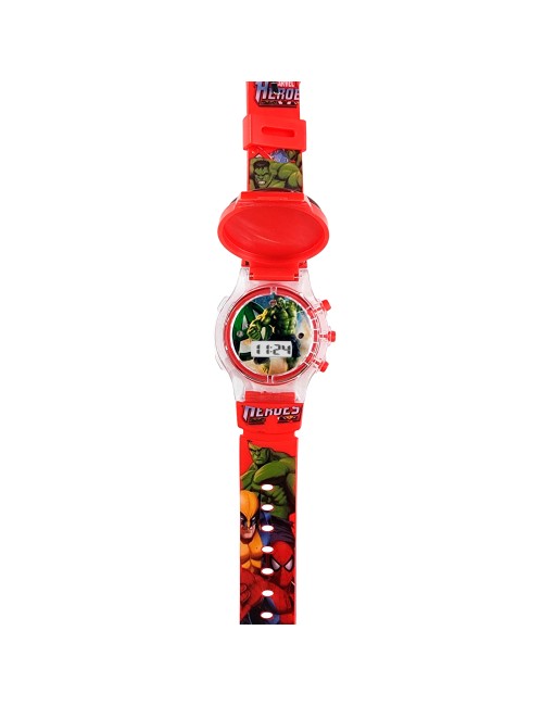 Reloj Niños Digital Tapa Infantil Luces Hulk Hombre Verde