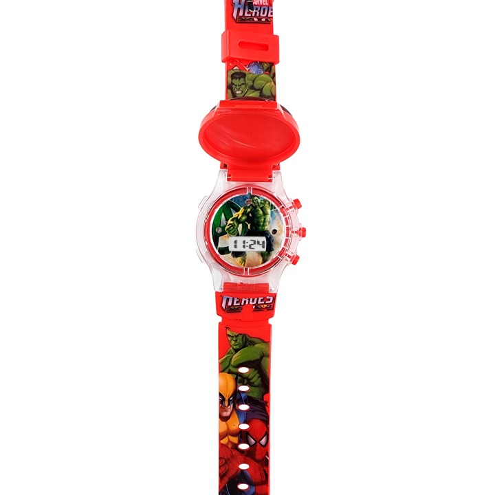 Reloj Niños Digital Tapa Infantil Luces Hulk Hombre Verde