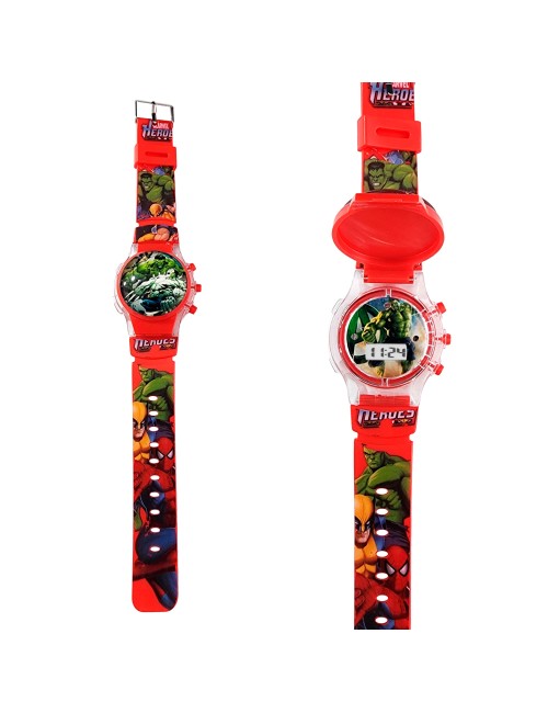 Reloj Niños Digital Tapa Infantil Luces Hulk Hombre Verde