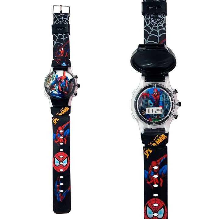 Reloj Niños Digital Tapa Infantil Luces Spiderman Araña
