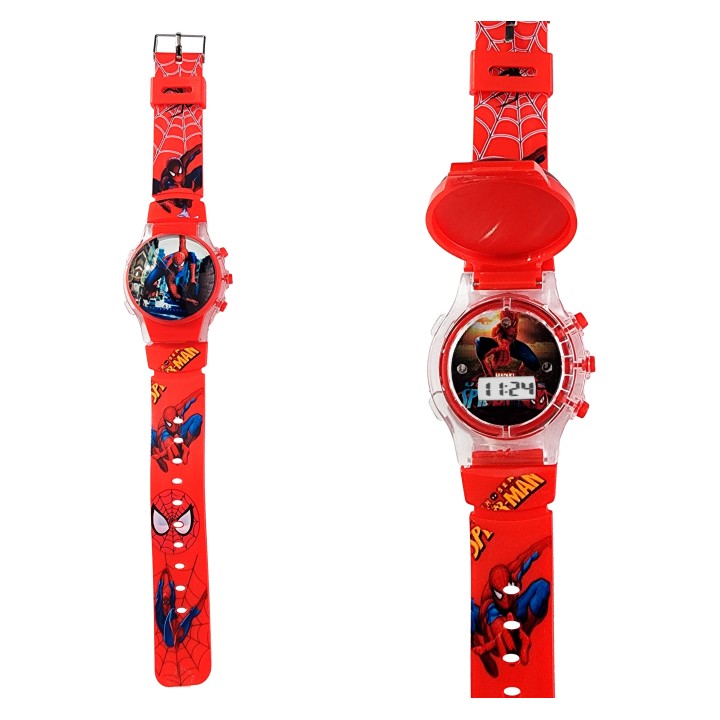 Reloj Niños Digital Tapa Infantil Luces Spiderman Araña