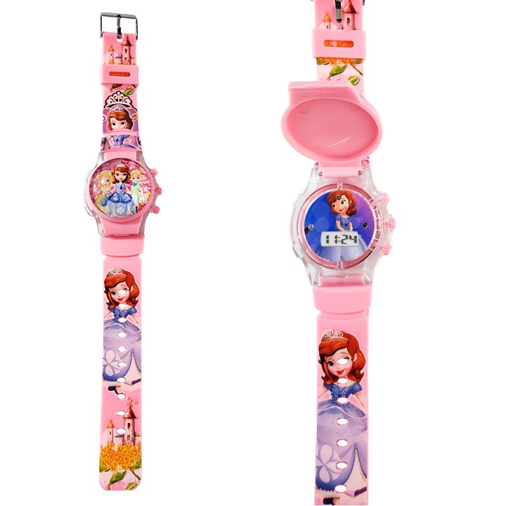 Reloj Niñas Digital Tapa Infantil Luces Princesa Cuentos