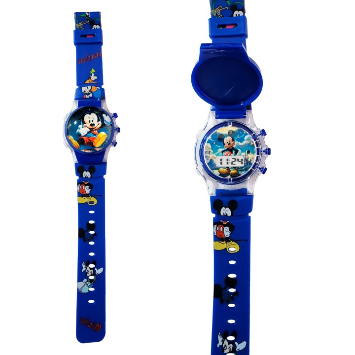 Reloj Niños Digital Tapa Infantil Luces Mickey Mouse