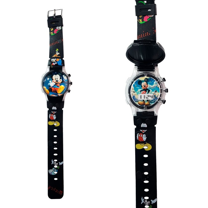 Reloj Niños Digital Tapa Infantil Luces Mickey Mouse
