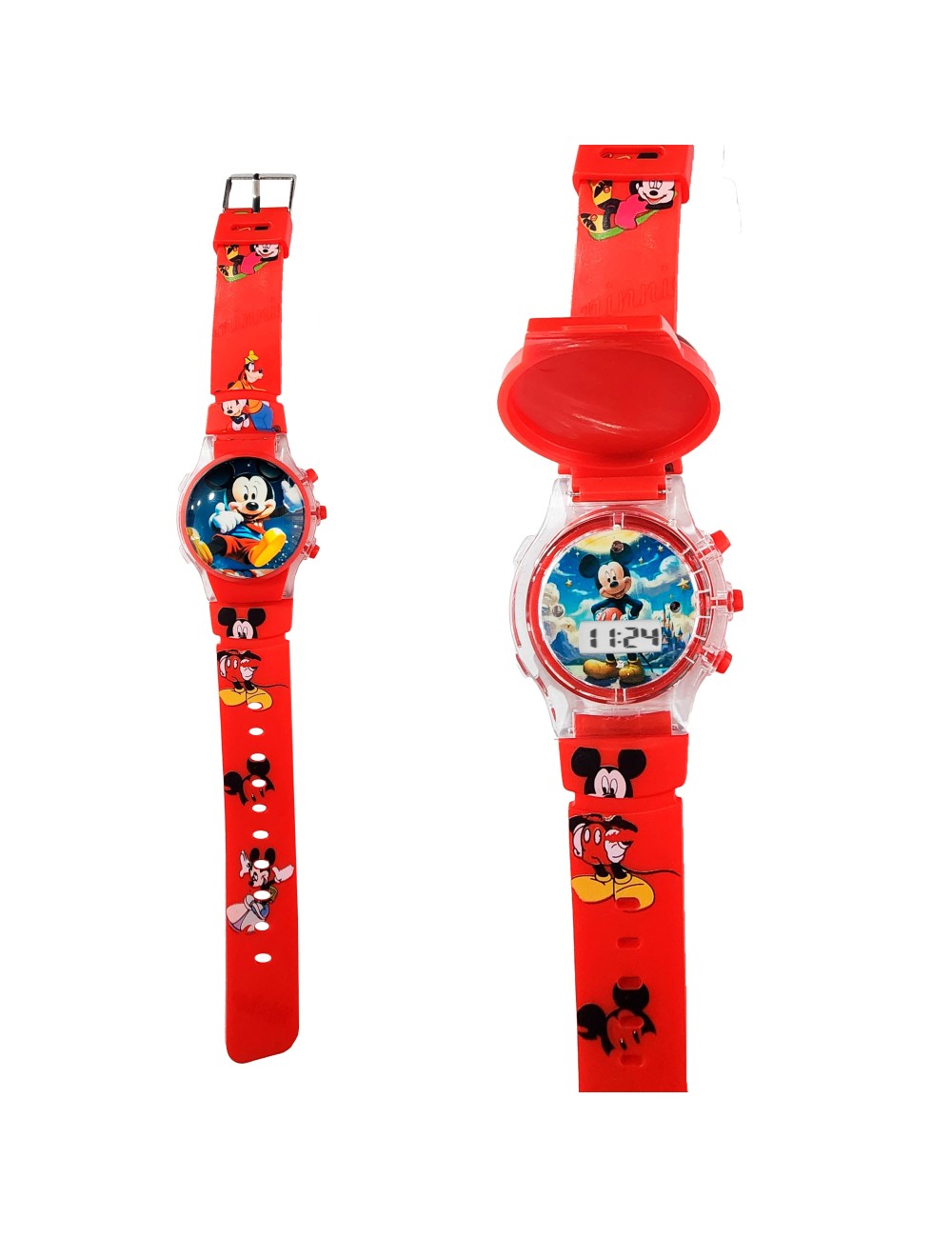 Reloj Niños Digital Tapa Infantil Luces Mickey Mouse
