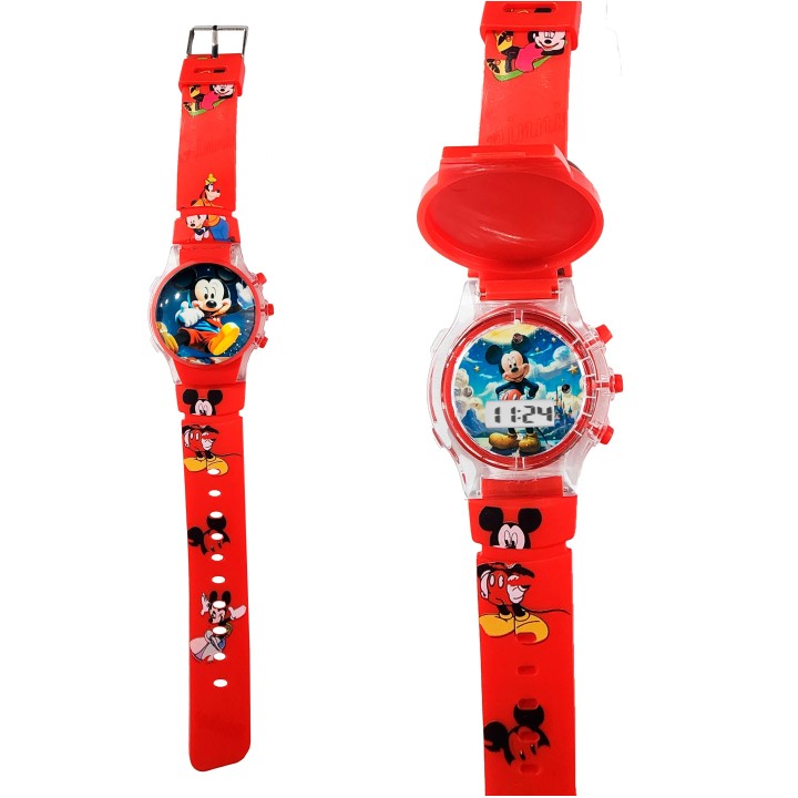Reloj Niños Digital Tapa Infantil Luces Mickey Mouse