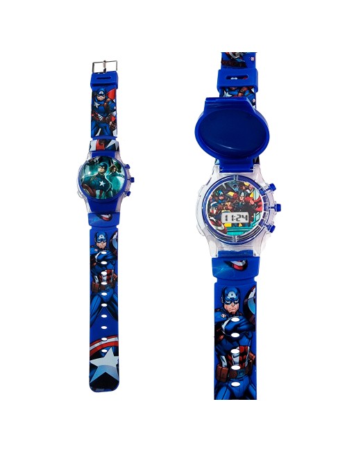 Reloj Niños Digital Tapa Infantil Luces Capitan America