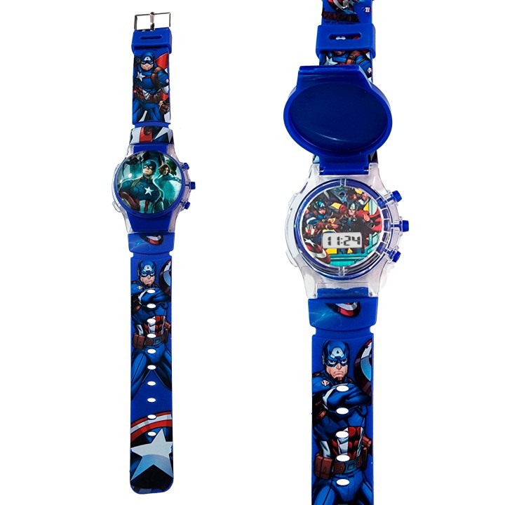 Reloj Niños Digital Tapa Infantil Luces Capitan America