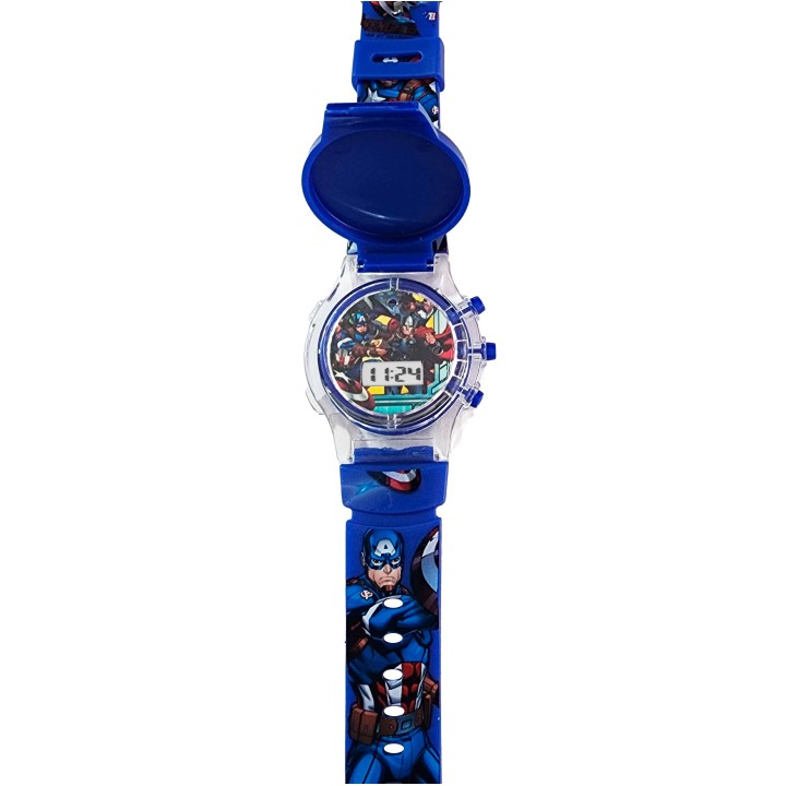 Reloj Niños Digital Tapa Infantil Luces Capitan America