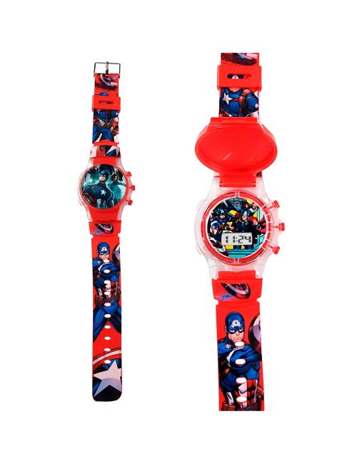 Reloj Niños Digital Tapa Infantil Luces Capitan America