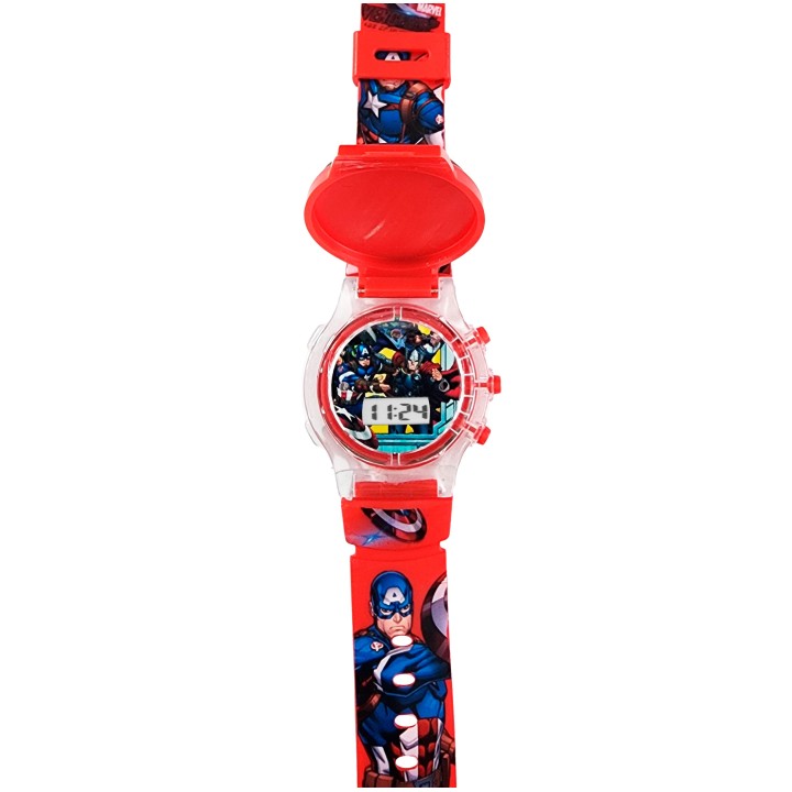 Reloj Niños Digital Tapa Infantil Luces Capitan America