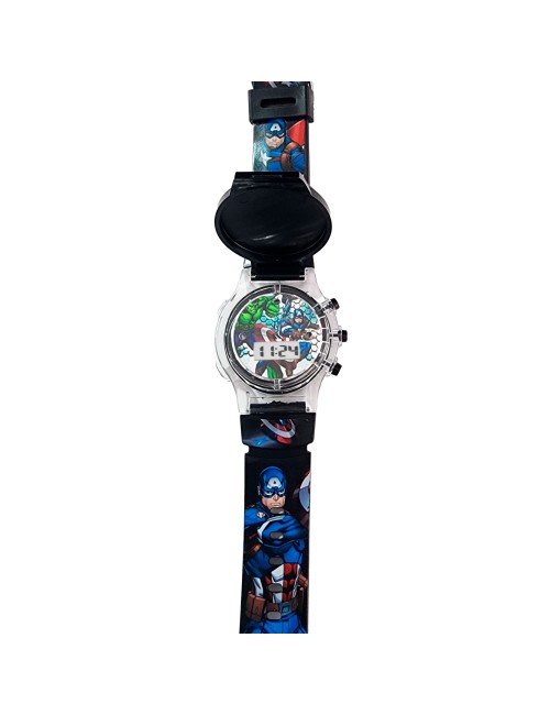 Reloj Niños Digital Tapa Infantil Luces Capitan America