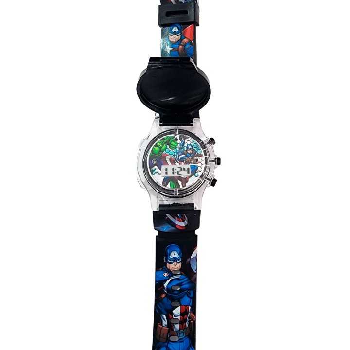 Reloj Niños Digital Tapa Infantil Luces Capitan America