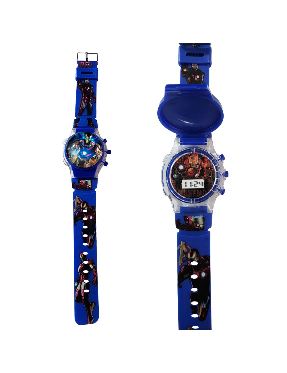 Reloj Niños Digital Tapa Infantil Luces Ironman Comics Heroe