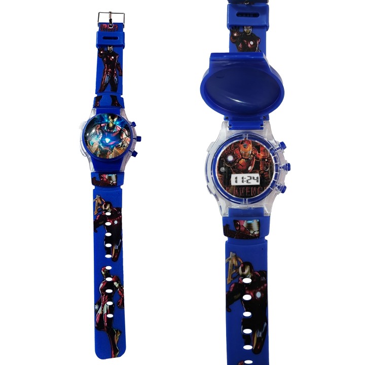 Reloj Niños Digital Tapa Infantil Luces Ironman Comics Heroe