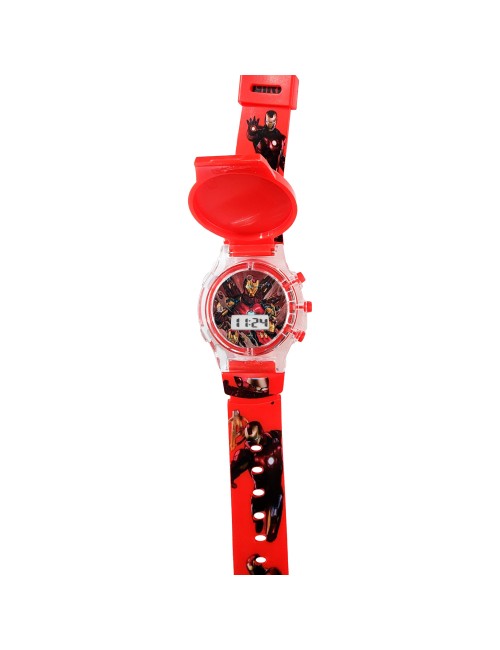 Reloj Niños Digital Tapa Infantil Luces Ironman Comics Heroe
