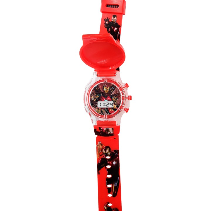 Reloj Niños Digital Tapa Infantil Luces Ironman Comics Heroe